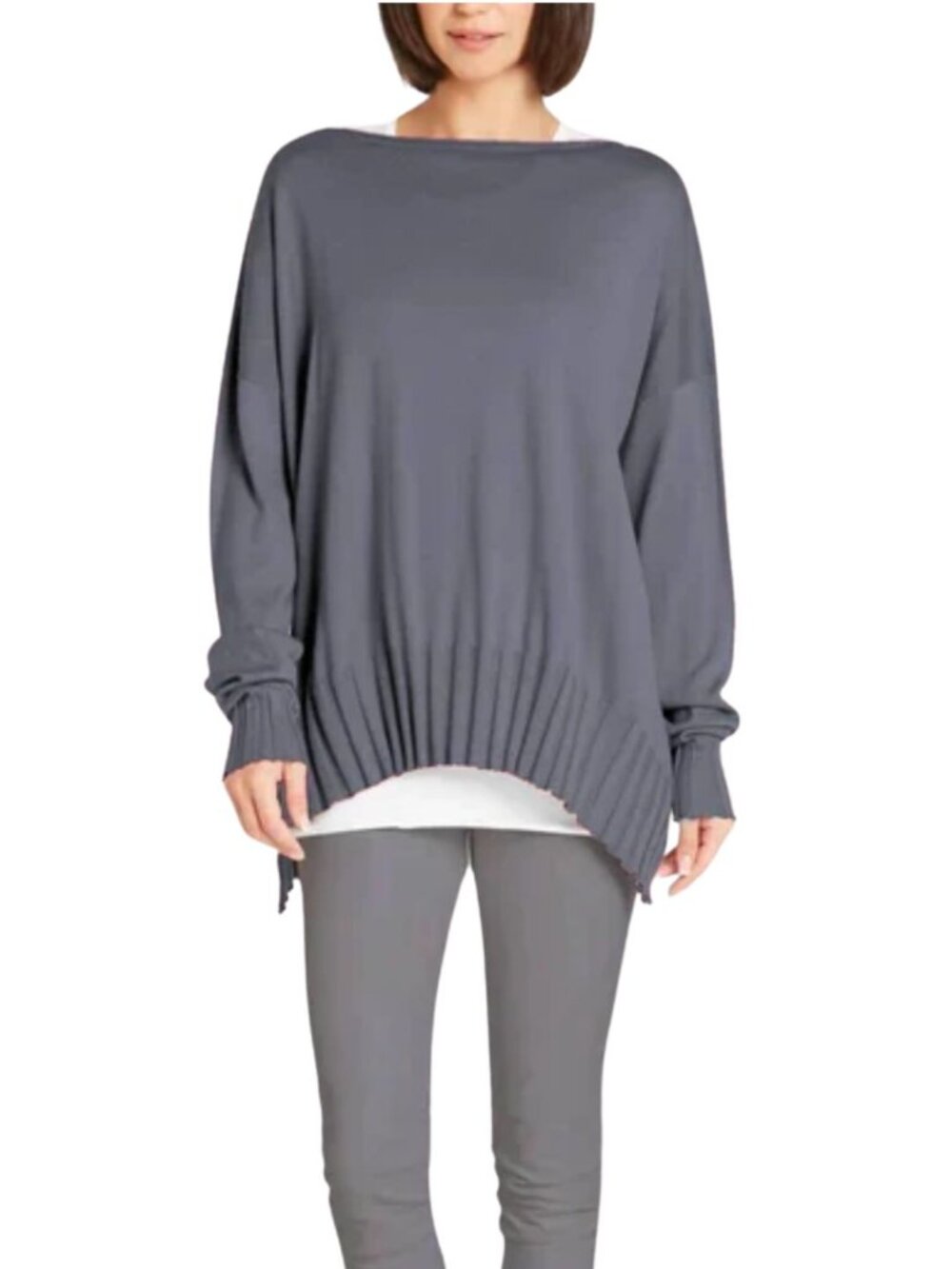 Planet by Lauren G Oversized Sweater Grey Pima Cotton One Size Minimalist